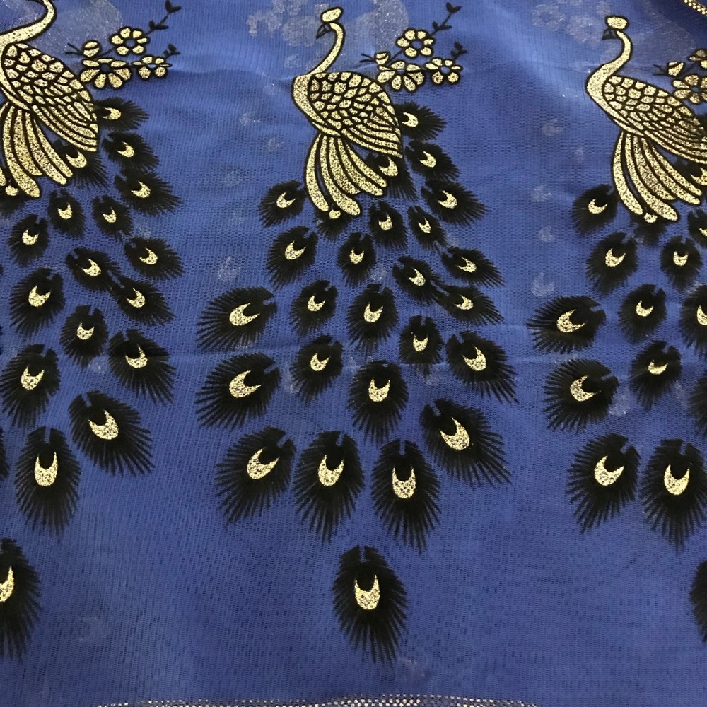 Blue peacock scarf